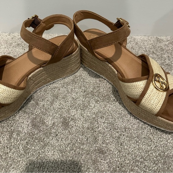 Sam & Libby Brown and Cream Wedge Sandals - Picture 5 of 6